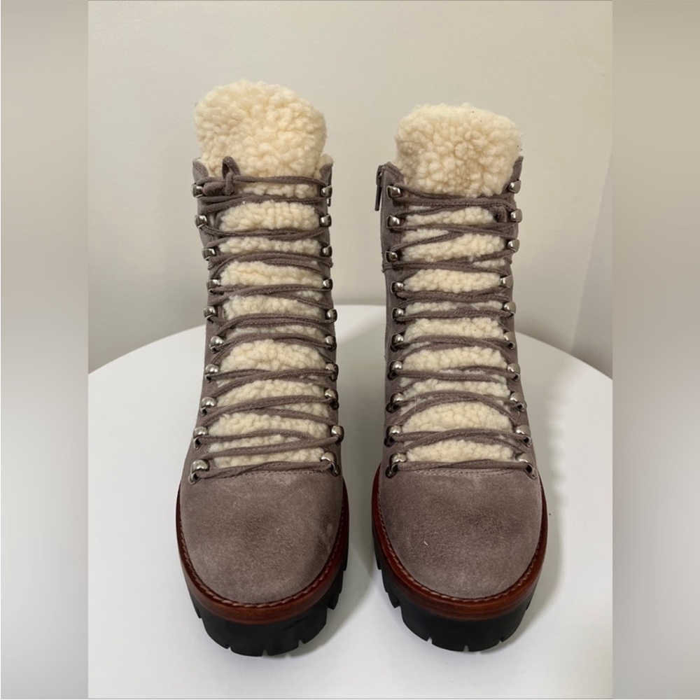 Jeffrey Campbell Culvert shearling Taupe Suede hiking boots size 8